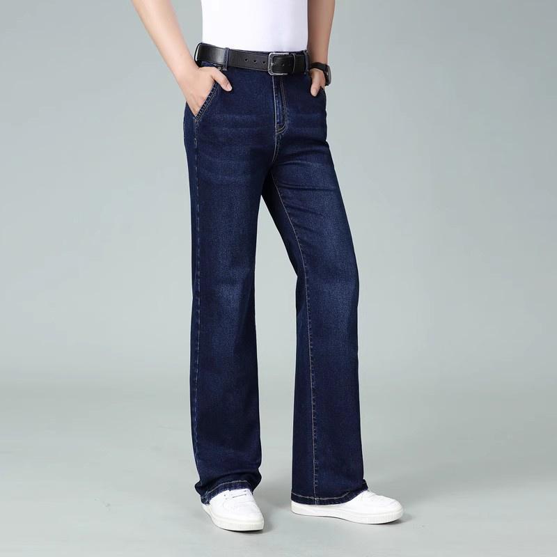 Men's Flared Jeans Boot Cut Leg Flared Male Designer Classic Denim Jeans Men's Mid Rise Stretch Loose Jeans