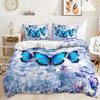 Bedding Set Blue Flower Butterfly Flower