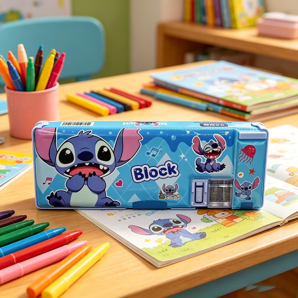 Disney Пенал Stitch, Креативный пенал большой вместимости, Материал ПВХ, Модный аниме-стиль