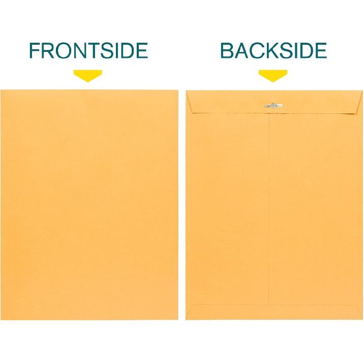 EnDoc Clasp Envelopes 10x13 Inch -15 Pack Brown Kraft Catalog Envelope with Clasp Closure & Gummed Seal – 28lb Heavyweight Envelopes for Home,