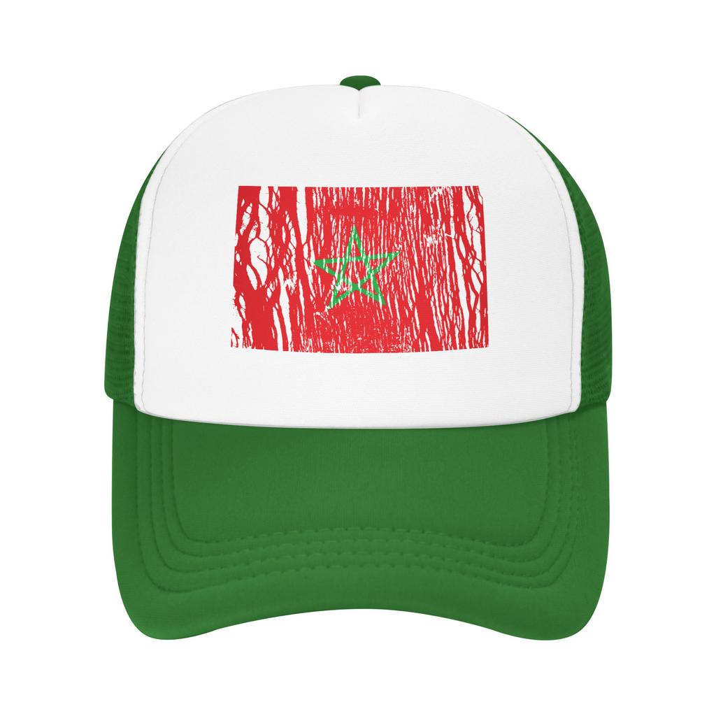 Adult Morocco Moroccan National Flag Trucker Cap Hip-Hop Mesh Baseball Caps Polyester Hat Sun Hat Adjustable Racing Cap Summer