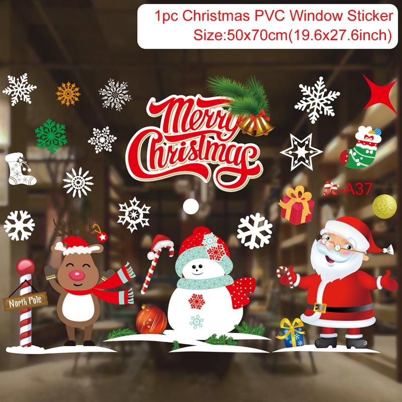 Christmas Window Sticker Merry Christmas Decorations For Home 2026 Cristmas Ornament Xmas Navidad Natal Gifts New Year 2026