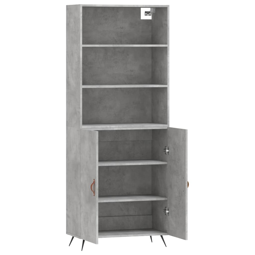 Vidaxl Witrynka, Szarość Betonu 69,5X34X180 Cm Materiał Drewnopochodny
