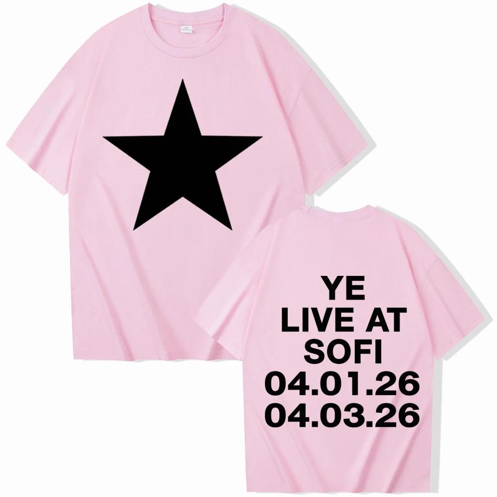 Летняя мода 2026 Модная футболка Мужчины Женщины Винтажный топ Bully Kanye West Ye Live At Sofi Футболка Мужчина Женщина Харадзюку Короткий рукав Круглый вырез Повседневная рубашка