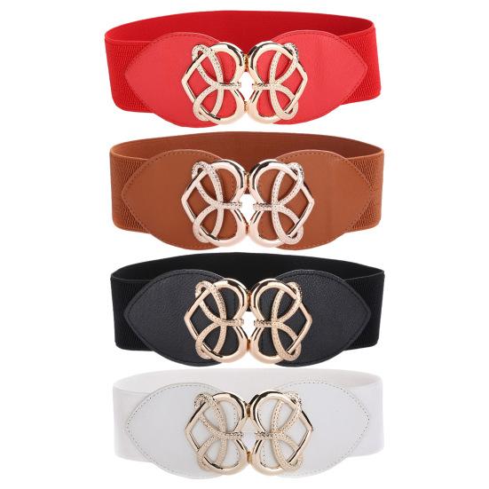 Женский ремень с пряжкой в форме сердца, эластичный пояс из искусственной кожи, универсальный затягивающийся пояс, платья, пальто, повседневная одежда для свиданий и вечеринок
