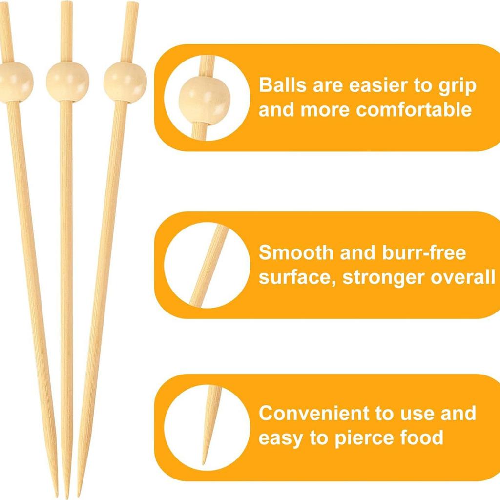 Упаковка из 200 одноразовых шпажек для фруктов, симпатичные шпажки для еды для фуршетов, бамбуковые зубочистки, элегантные шпажки для праздничного оформления