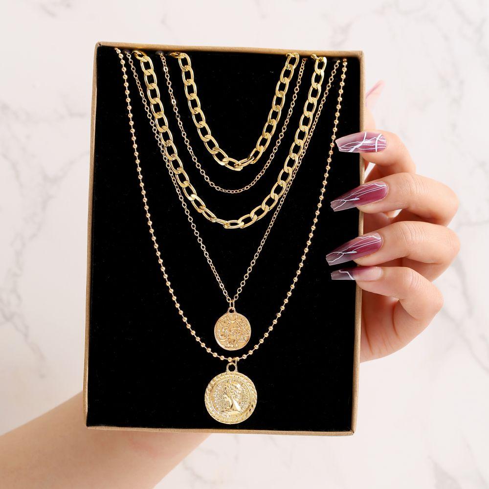 iF ME Vintage Pearl Multilayer Butterfly Necklace Gold Color Pendant Choker Chain Women Jewelry Accessories[No Box]