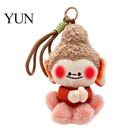 Cute Smile Face Pendant Buddha Keychain, Dunhuang Style Plush with Embroidered Small Stuffed Toy Ornament Details, Soft Car Bag Charm, Creative