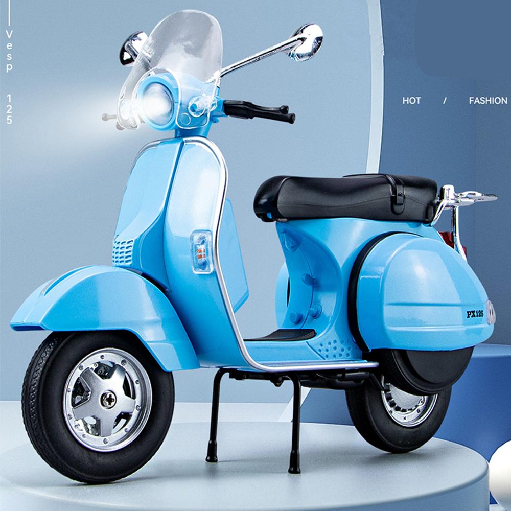 1/10 весы Vespa 125 Urban Mini Модель мотоцикла из литого металла для отдыха, игрушка для мотоцикла, имитация звука и света, подарок для детей