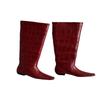 European and American style crocodile pattern square head high boots women's summer heightening knight boots slim boots