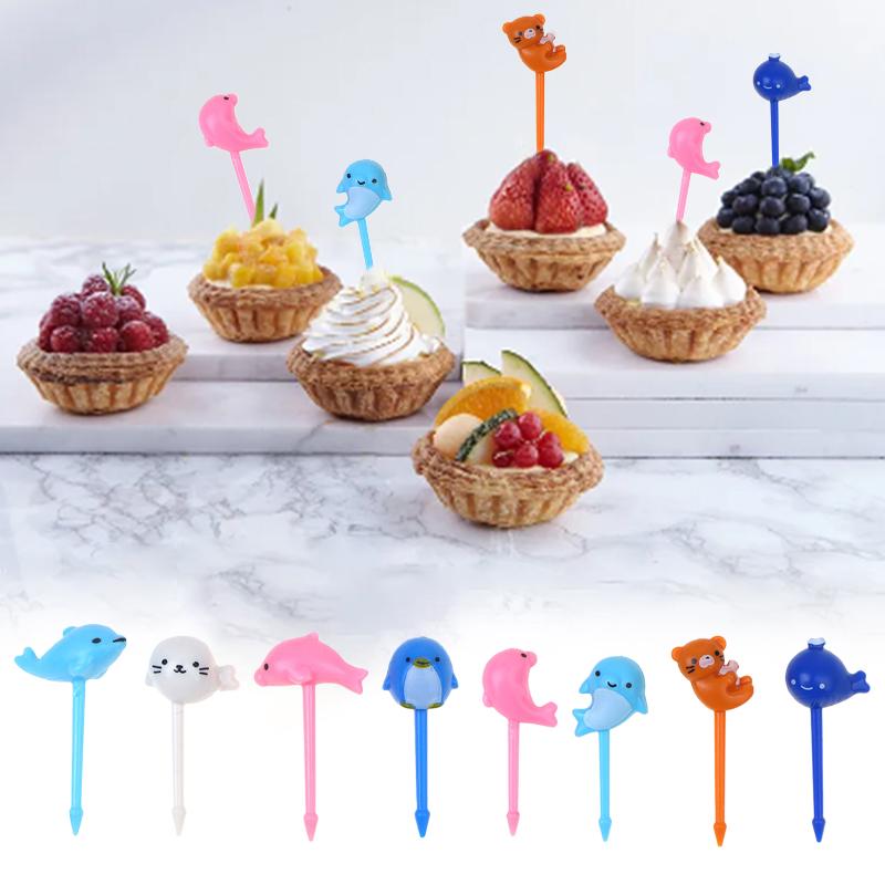 8 шт., животные, пингвин, дельфин, фруктовая вилка, мини-мультфильм, детская закуска, торт, десерт, зубочистка, бенто, обеды, аксессуары, декор для вечеринки