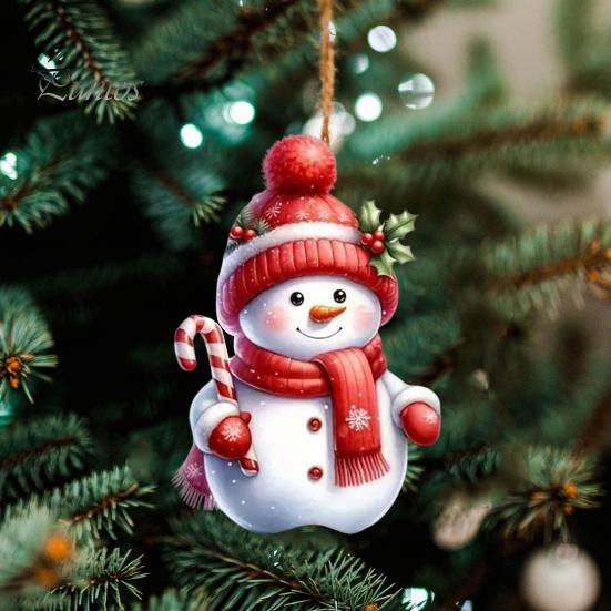 Подвеска в виде оленя Санта-Клауса, праздничная рождественская елка, подвесное украшение, акриловое мультяшное украшение в виде Санты для брелоков, сумок на окна