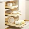 Built-In Slide Out Dish Drying Rack Plastic Drawer-type Plate Drain Rack Pull Out Dish Rack Pantry