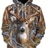 Mens Casual Deer Antler Print Hooded Sweatshirt Nature 3D Design Streetwear Fashion Top Outdoor Enthusiasts
