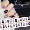 Y2K Kuromi Black & Purple Press-On Nails: Sweet, Cool, Spicy Girl Style with Checkerboard Pattern & Silver Mirror Effect.