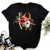 Women's T-shirt Flower Love T-shirt Women's Fashion Clothing Cartoon Clothing Short Sleeve Women's T-shirt Valentine's Day T-shirt