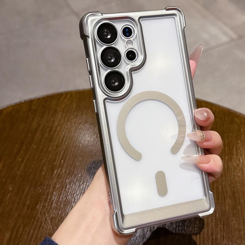 Матовый Прозрачный Магнитный Чехол для Беспроводной Зарядки для Samsung S25 S24 S23 Ultra Plus Ударопрочный Бронированный Покрытие для Magsafe Чехол