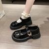 Mary Jane Shoes Women's Autumn and Winter 2025 New Retro Round Head One-word Buckle Versatile Small Leather Shoes Thick-soled Thick-heeled Single Sho