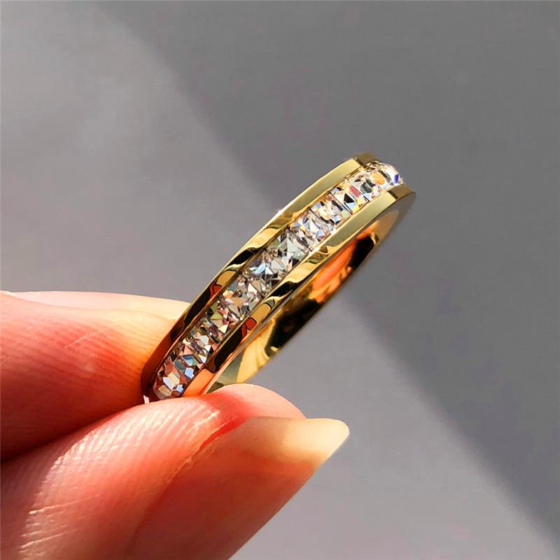 Boho Female Crystal Ring Vintage Stainless Steel Women Wedding Rings Fashion Promise Engagement Ring