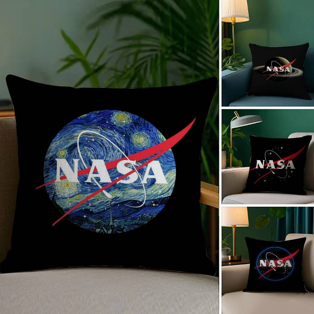 N-Nasa Space Pillow Case Plush Fabric Soft Double Sided Print Sofa Cushion Cover Throw Pillow Covers
