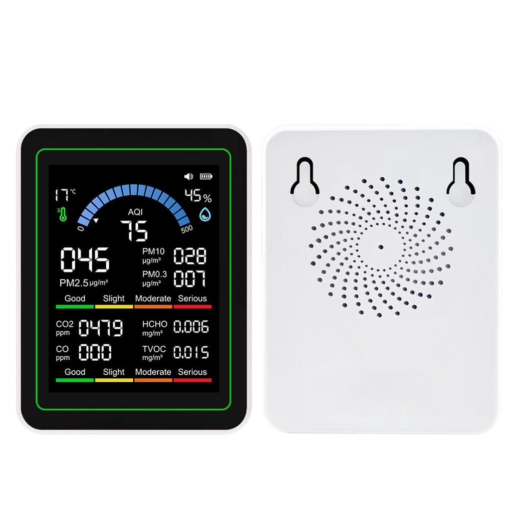 10-в-1 Детектор качества воздуха CO2 TVOC HCHO PM2.5 PM10 PM0.3 Портативный измеритель качества воздуха для дома