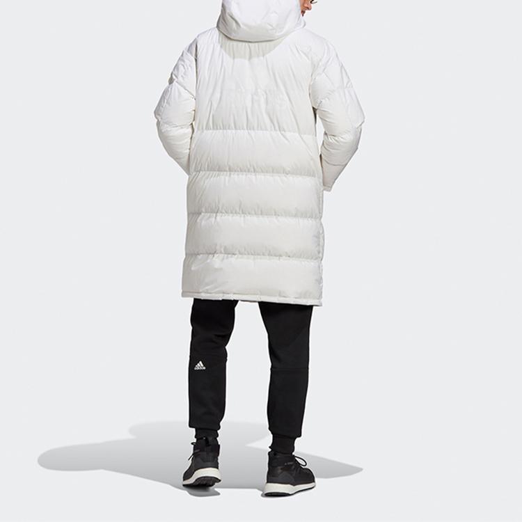 adidas Пышное длинное пальто с капюшоном Мужская верхняя одежда белого цвета GF0073