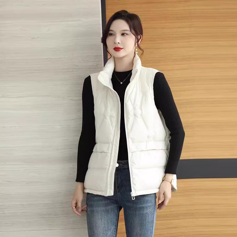 Down vest women's outer wear 2024 winter new fashion stand-up collar pressure glue to keep warm and thin mother trend back