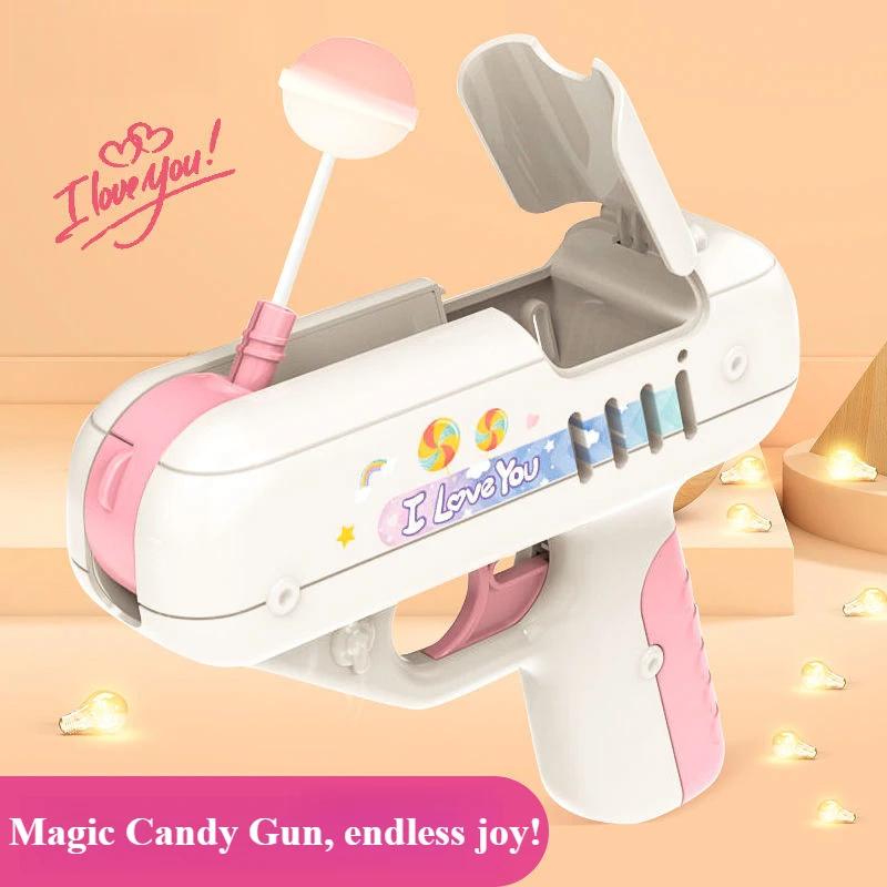 Children Lollipop Gun Toys Love Surprise Creative Candy Storage with Sound and Light Kids Funny Surprise Gifts Boys Girls Toy