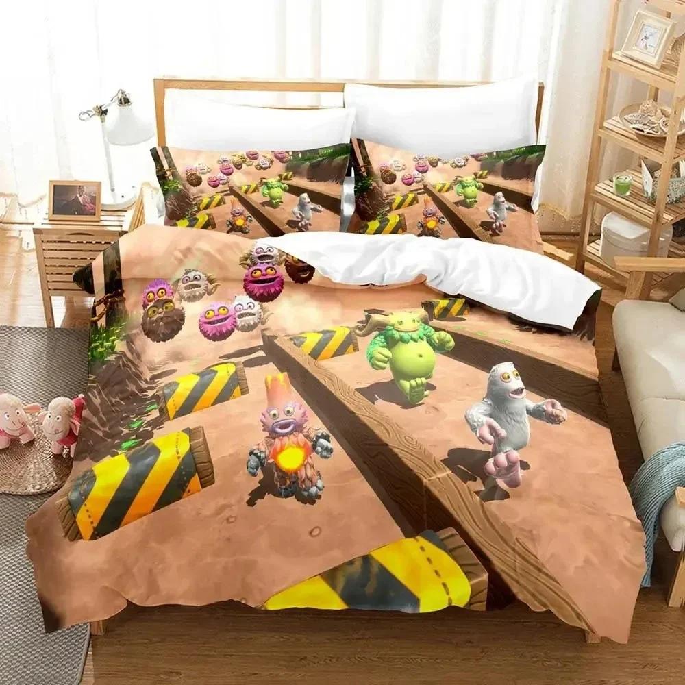 Game My Singing Monsters Bedding Set Printed Bed Set With Pillowcase Duvet Cover Soft Queen King Size Bedclothes Home Boys Adult