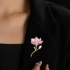 Magnolia Flower Brooch for Women Artificial Flower Pins Faux Pearl Enamel Badges Lapel Pins for Jackets Dresses Coats Accessories