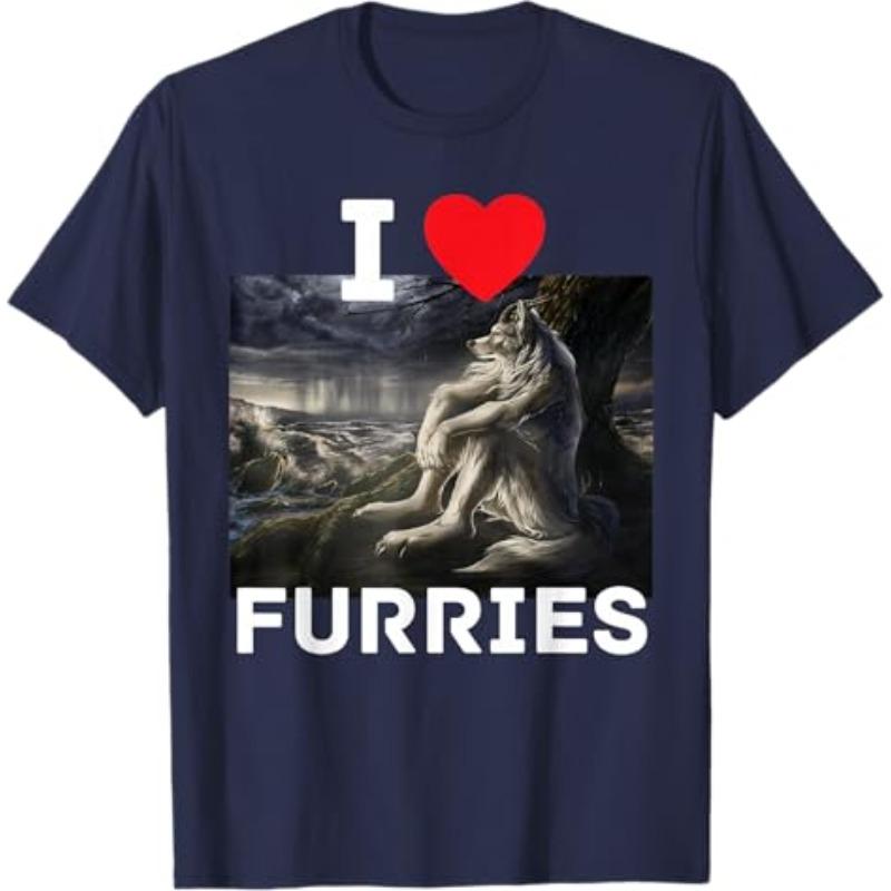 Смешная футболка унисекс I Heart Furries I Heart Werewolfs Meme, хлопковая, оверсайз, повседневная, летняя, весенняя, новая, свободный топ