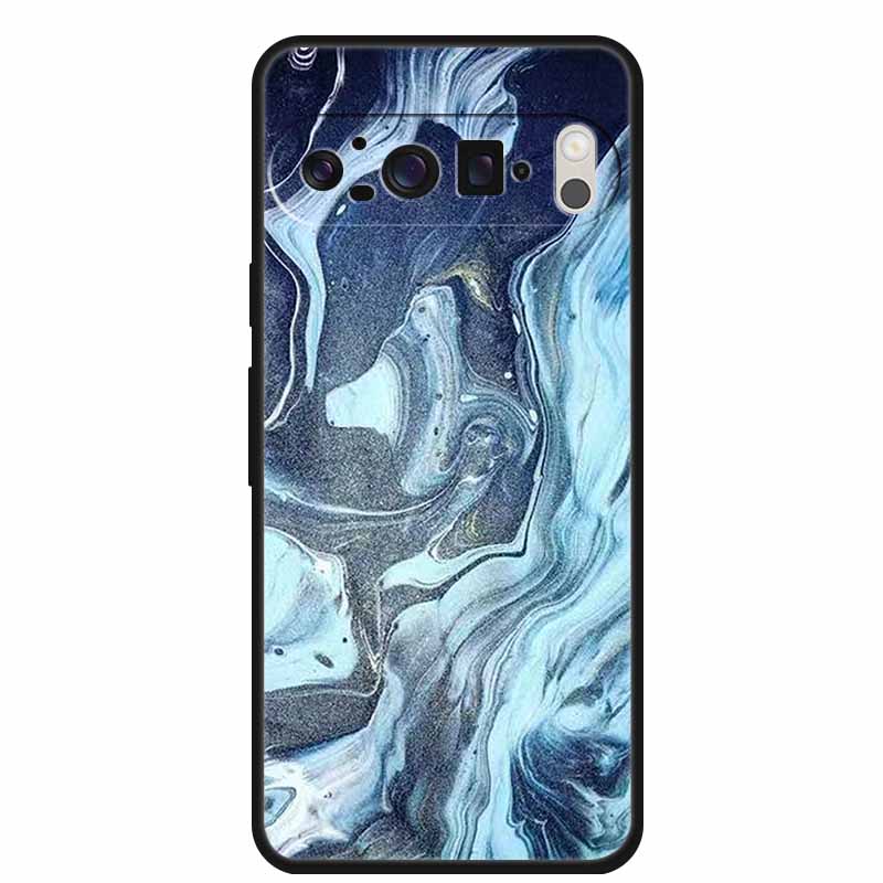 Чехол для мобильного телефона Google Pixel 9 Pro XL Роскошный защитный чехол из мягкого силикона для Google Pixel 9Pro XL Мраморный Мягкий черный Funda