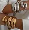 Ingemark Creative Punk Smooth Water Drop Open Bangles for Women Hip Hop Gold Color Geometric Spring Bracelet Men Jewelry Gift