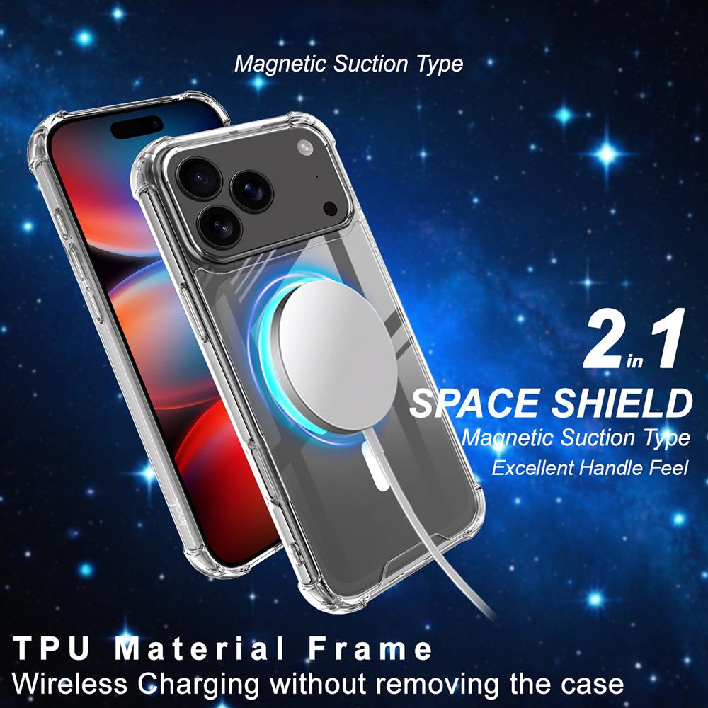 IMAK Чехол для iPhone 17 Pro Совместим с MagSafe Ударопрочный PC TPU Прозрачная Защитная Крышка для Телефона