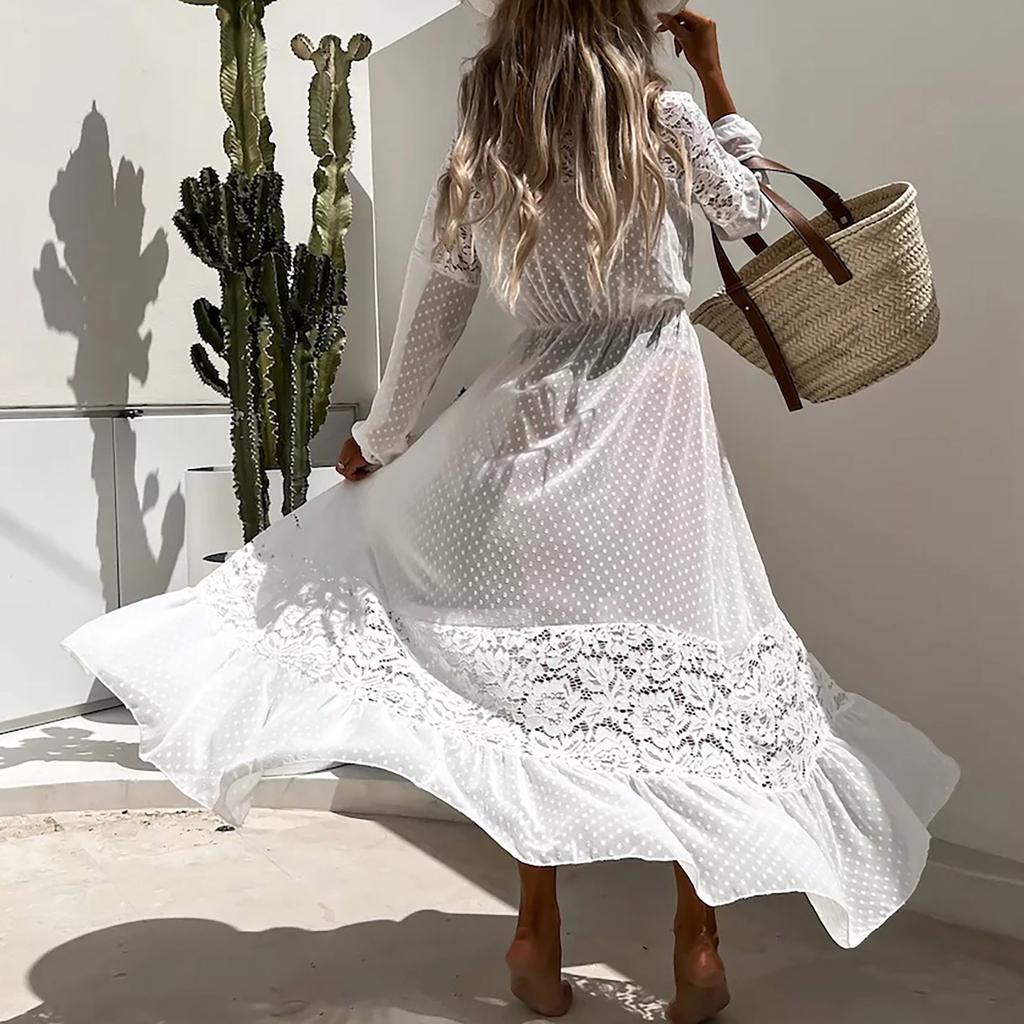 Женская однотонная куртка, свободная шифоновая вставка, кружевная рубашка с защитой от солнца, блузка