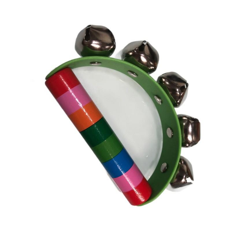 Half-Round Wooden Leather Hand Rattle: Orff Music Toy for Infant & Toddler Education