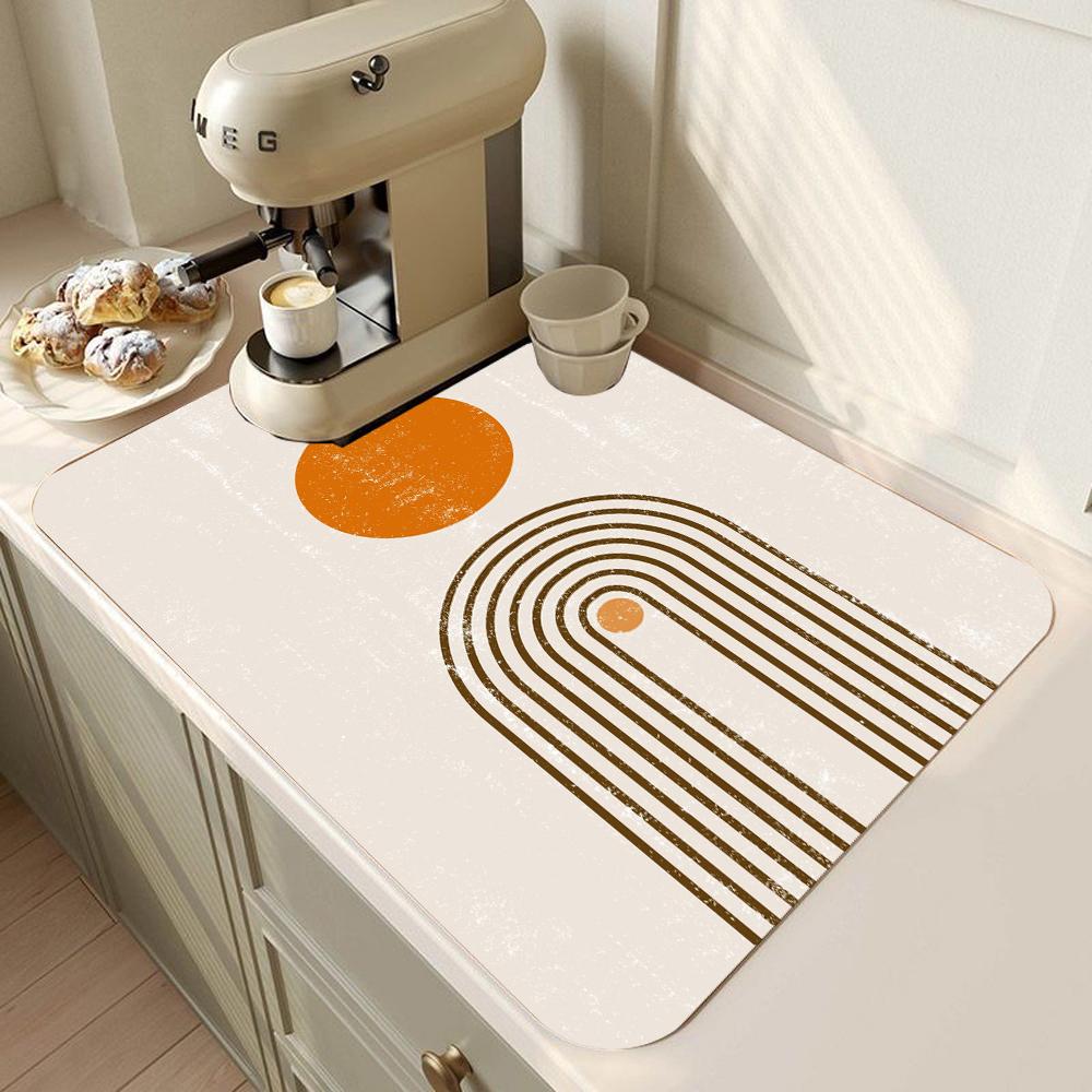 Коврик для сушки кухонной посуды Печатный коврик для сушки кофемашины Коврик для сушки столешницы Впитывающий коврик для сушки посуды Подставка для столовых приборов Декор стола