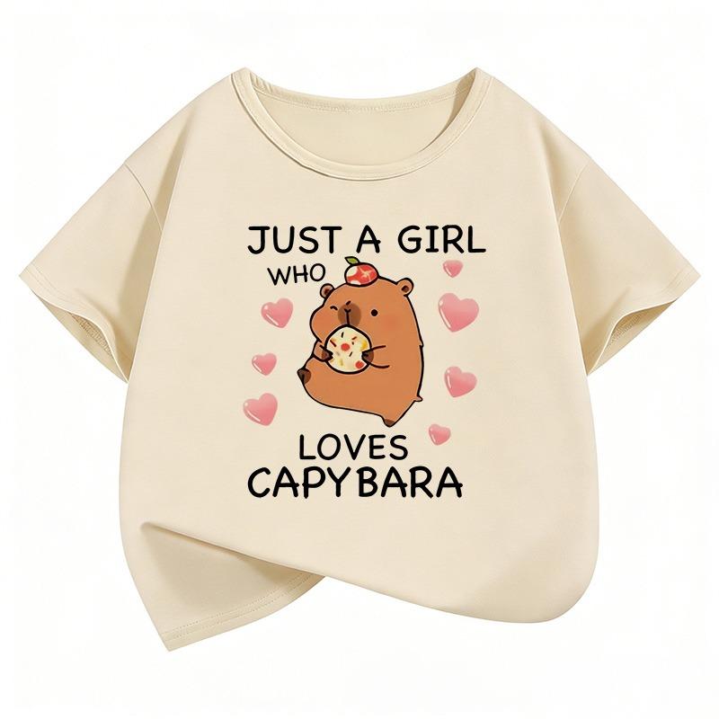 Just A Girl Who Love Capybara T Shirts Funny Short Sleeve Summer Spring Kids Children's T-shirt Boys Girls Casual Top Tee Shirt