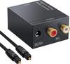 Parishop Цифро-аналоговый аудио ЦАП 2 x RCA с оптоволокном для домашнего преобразователя, (Оптический/Коаксиальный), (L / R) Входы, Кабель, Использование.