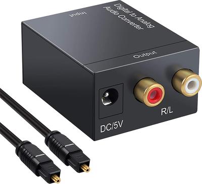 Parishop Цифро-аналоговый аудио ЦАП 2 x RCA с оптоволокном для домашнего преобразователя, (Оптический/Коаксиальный), (L / R) Входы, Кабель, Использование.