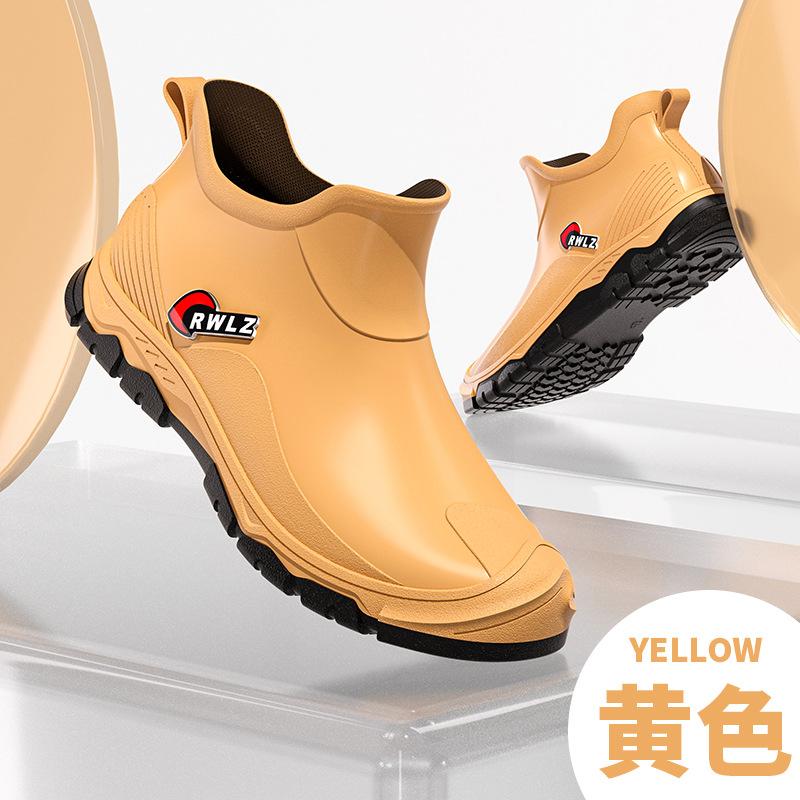 Короткие резиновые сапоги модные мужские водонепроницаемые резиновые туфли для кухни износостойкие мягкие подошвы легкие резиновые сапоги мужские водонепроницаемые сапоги