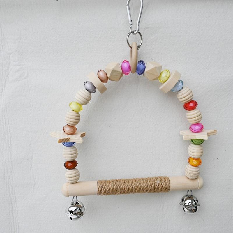 Bird Toy Comfortable Swing with Hemp Rope Wooden Standing Pole Building Blocks Chewing and Grinding Teeth Supplies