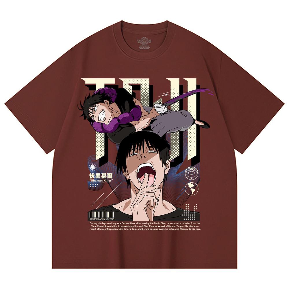 230 г/м² 100% хлопок Jujutsu Kaisen V47 Принт Тодзи Унисекс Тяжелая хлопковая футболка