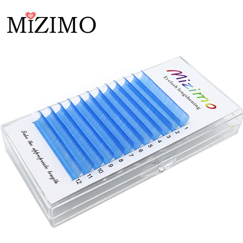 12 Rows Of Luminous Blue, Single Length, Eye Makeup Eyelashes, Dramatic Eyelashes, Natural Extension. 8-15mm,C/D,0.07mm