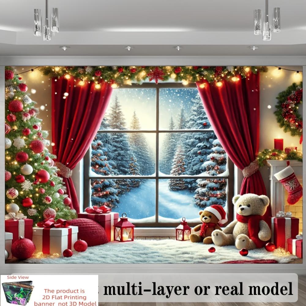 One winter snowscape window backdrop is suitable for a wall decoration for a wedding or birthday celebration.
