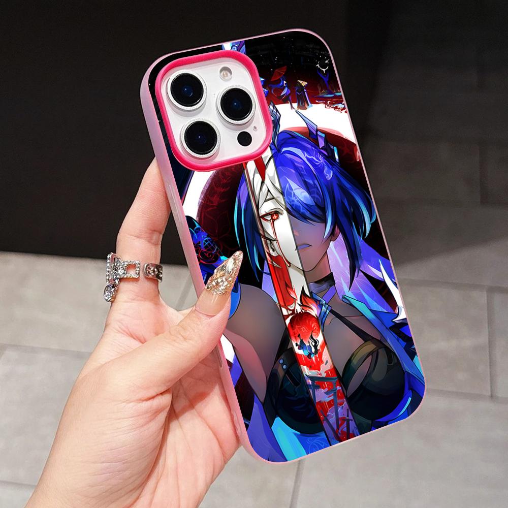 HSR Acheron Jelly Двухслойный Розово-красный Чехол для Мобильного Телефона для iPhone 17 16 15 14 13 12 11 Air Pro Max Plus Защитный