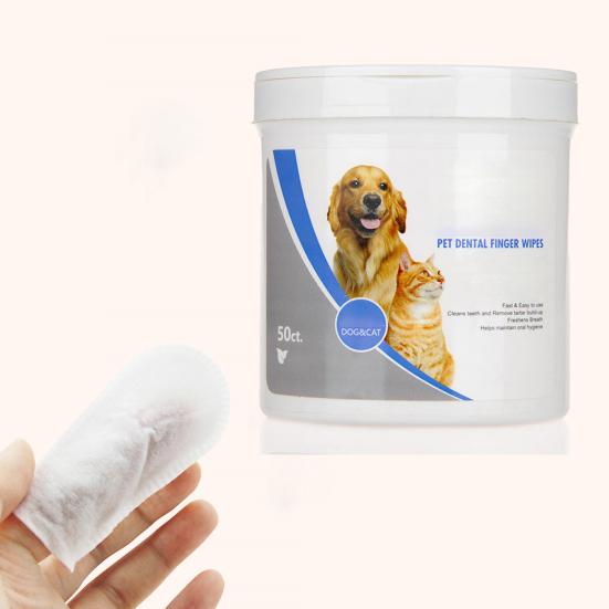 50Pcs/Box Puppy Cat Dog Dental Oral Teeth Cleaning Care Wet Wipe Pet Supplies