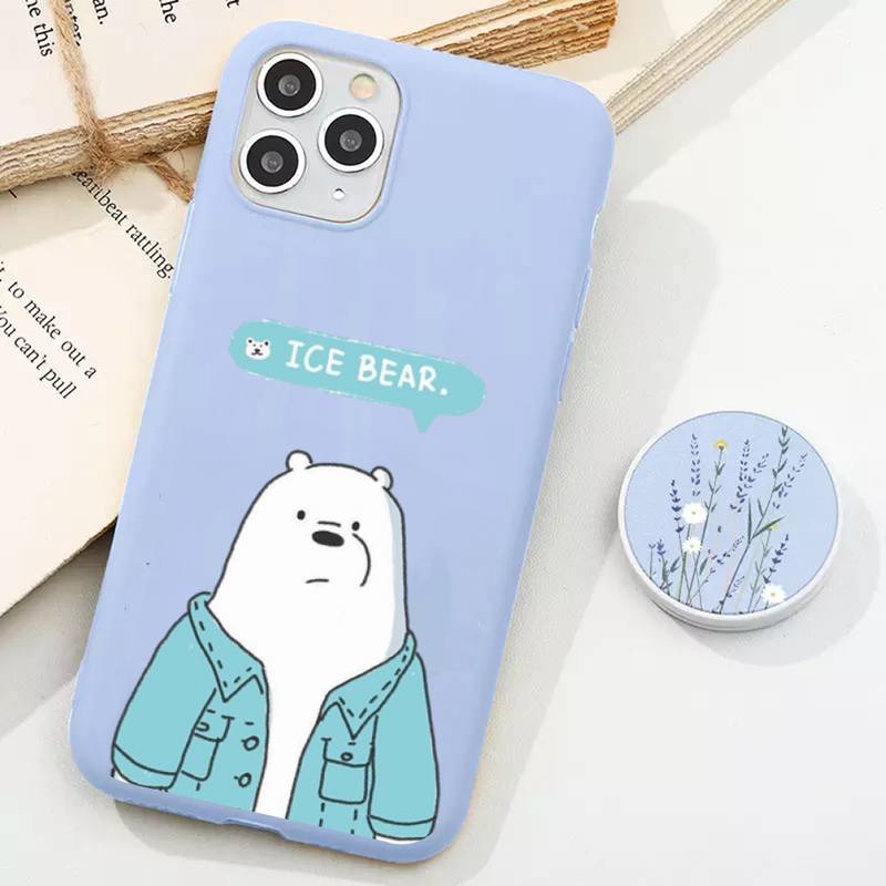 Чехол для телефона с изображением мультяшного аниме-медведя для iPhone 11 12 13 Mini Pro Xs Max 8 7 6 6S Plus X XR Solid Candy Color Case