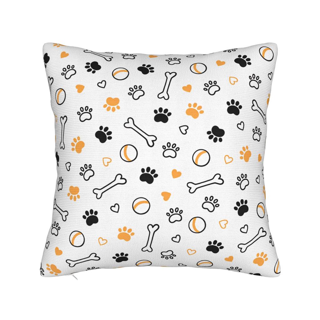Colorful Paw Print And Bone Pillowcases Fashion Pillow Case For Sofa Bedroom Home Decor Comfy Pillow Cover