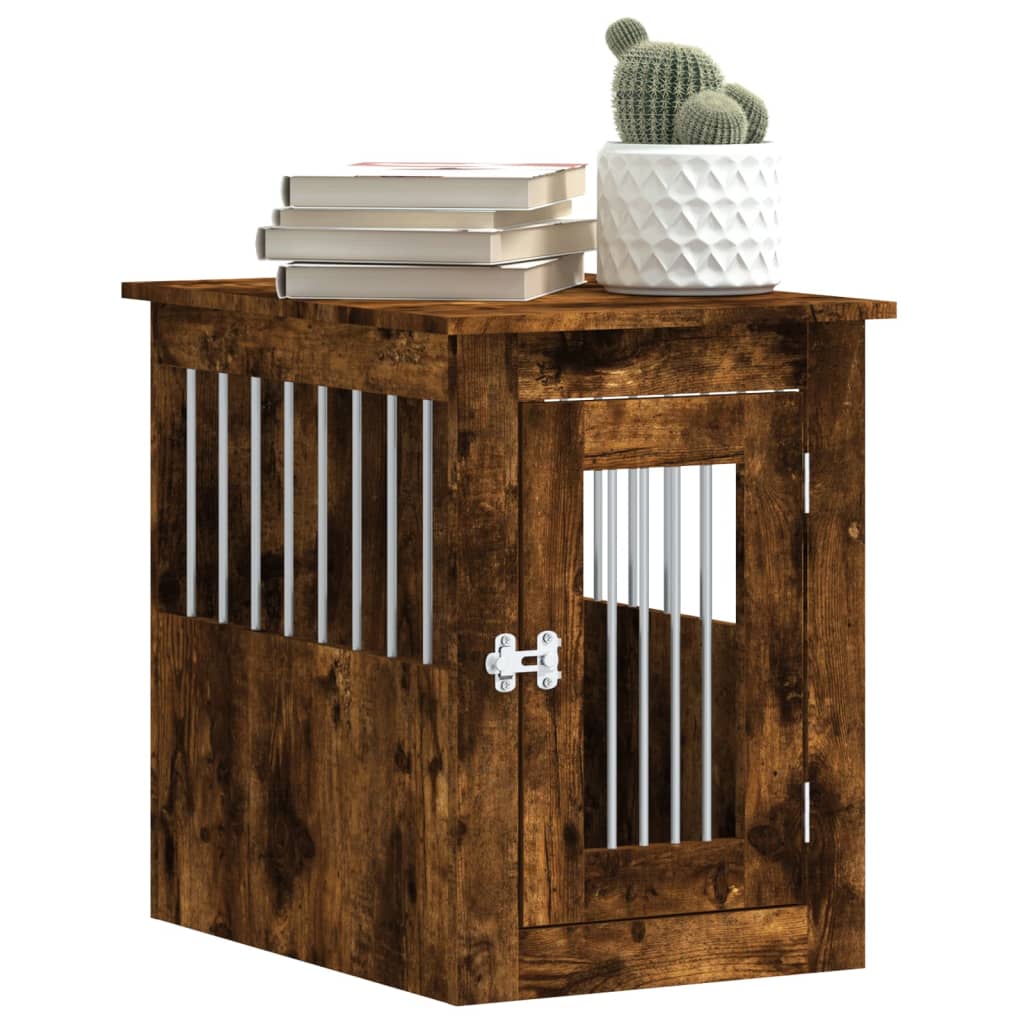 Wooden Style Dog Crate in Smoked Oak Finish 45 x 62 x 59 cm Engineered Wood